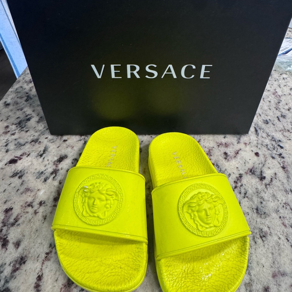 Versace Kids Lime Green Slides